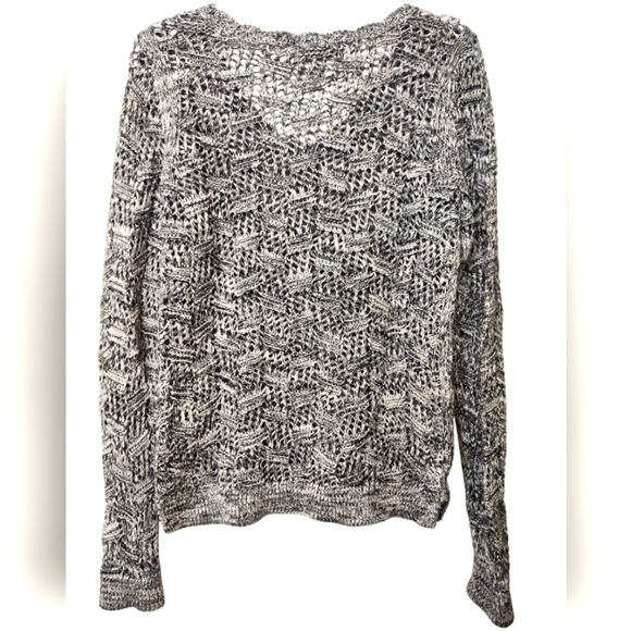 LOFT Black & White Waffle Knit Sweater, Small - Picture 3 of 3